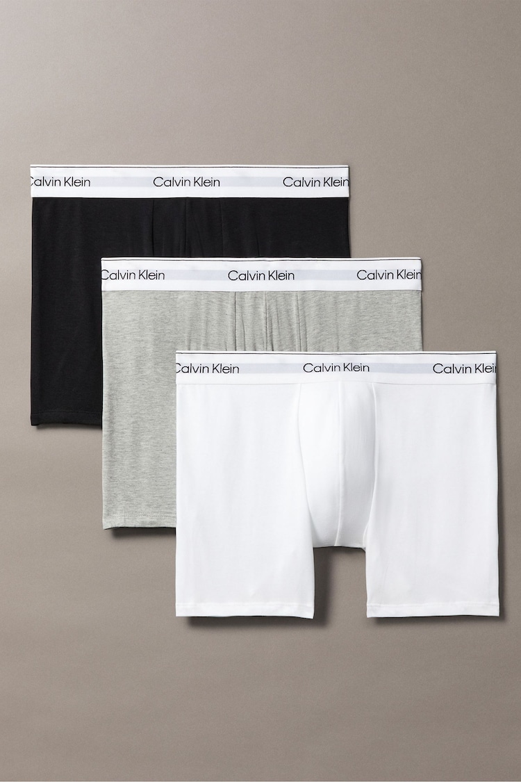 Calvin Klein Grey 3 Pack Boxer Briefs - Icon Cotton Stretch - Image 1 of 1