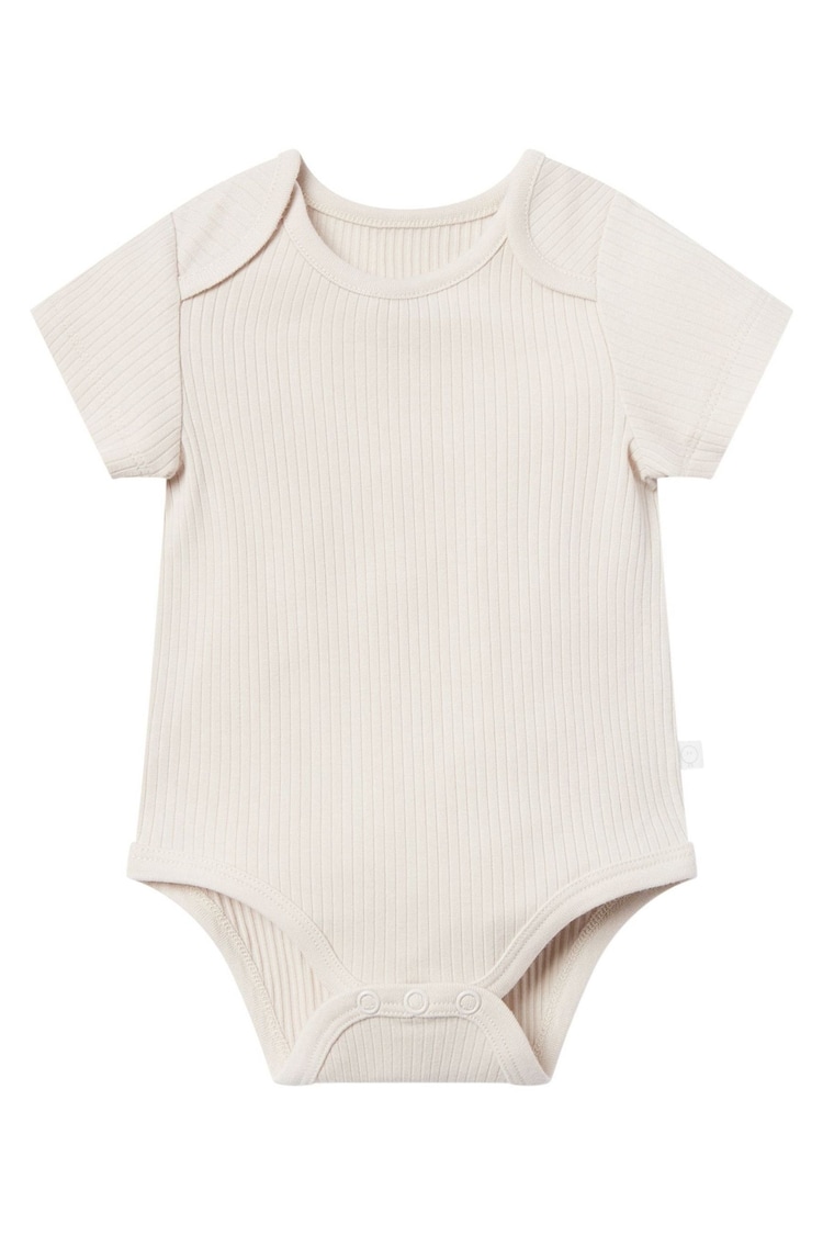 MORI Ecru Soft Stretch Cotton Short Sleeve Bodysuit - Image 1 of 1