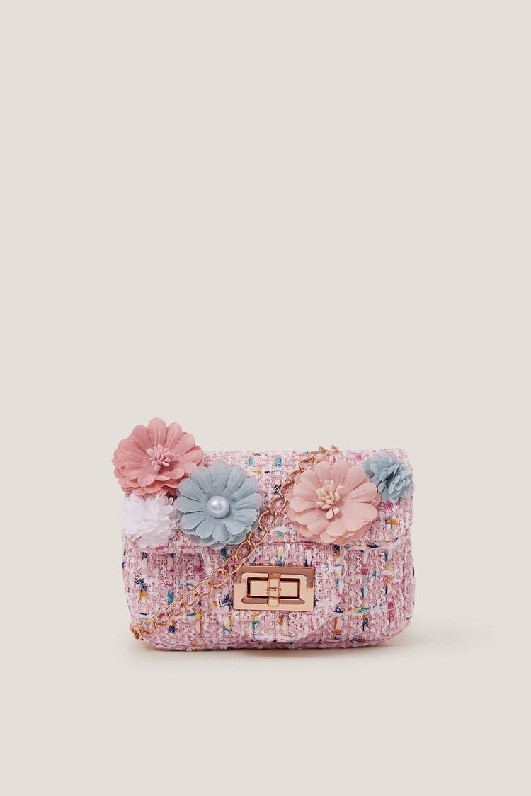 Monsoon Pink Mini Flower Print Boucle Bag - Image 1 of 1