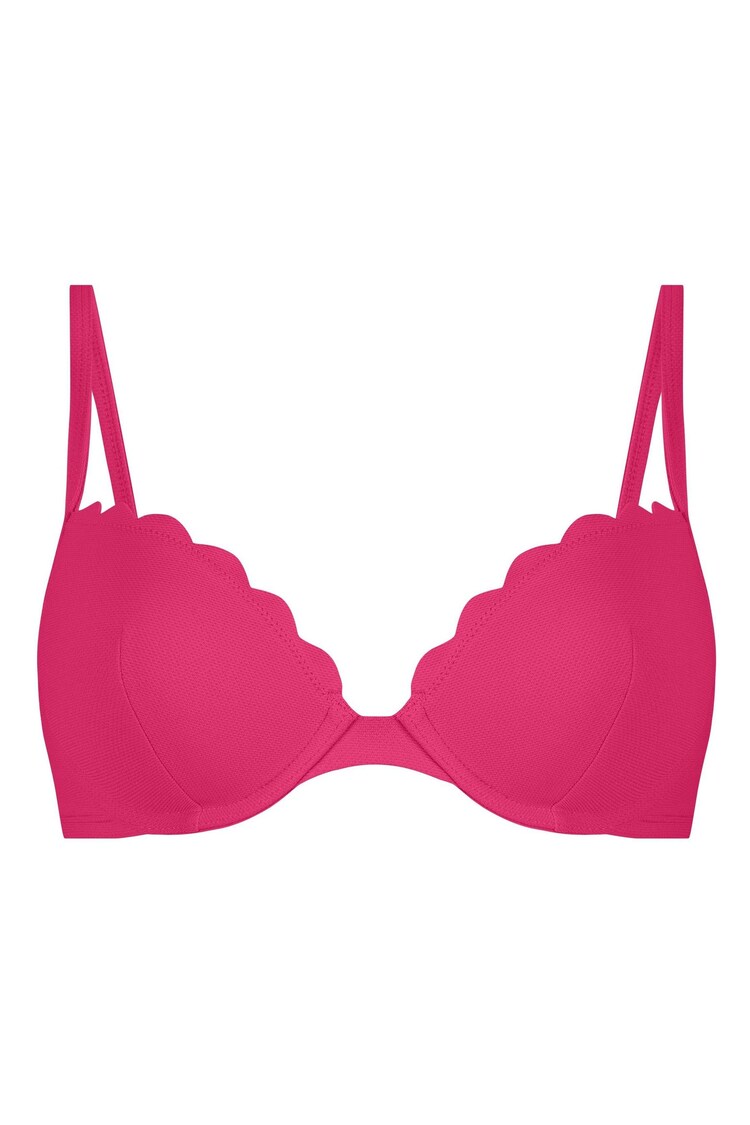 Hunkemoller Scallop Push-up Pink Underwired Bikini Top Cup A - E - Image 1 of 1