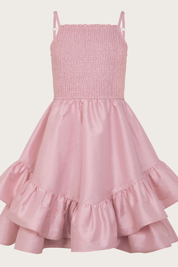 Monsoon Pink Clariska Smocked Taffeta Prom Dress - Image 1 of 1