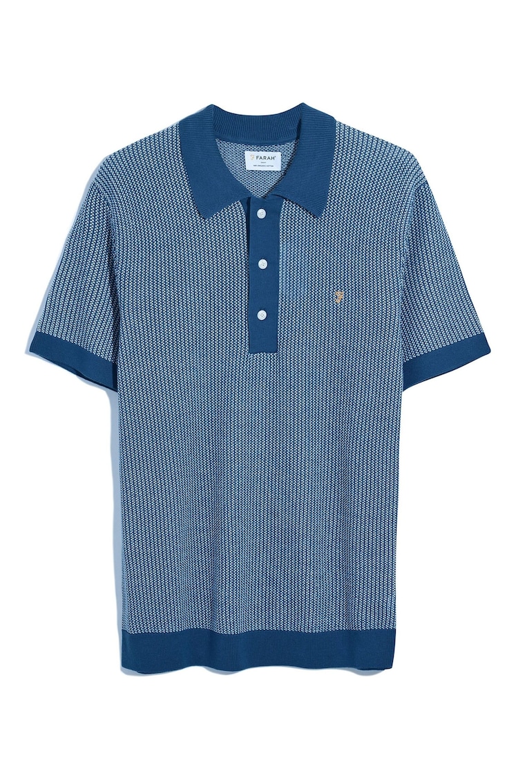 Farah Blue 100% Cotton Sandford Knit Polo Shirt - صورة 1 من 1