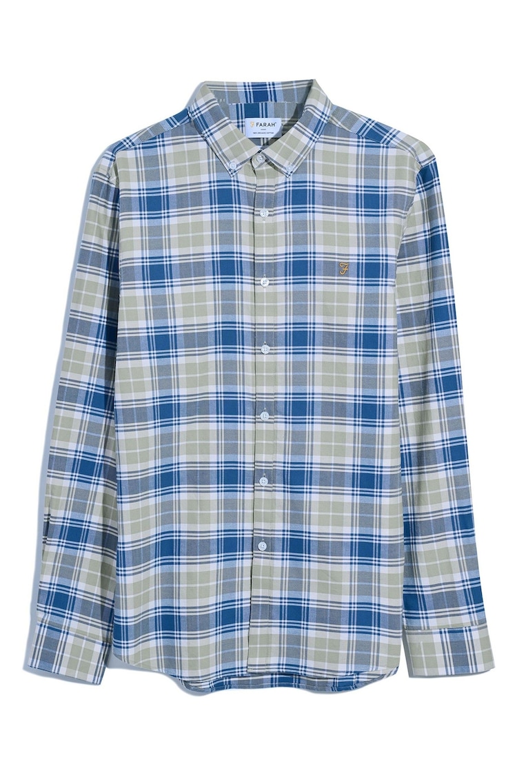 Farah Brewer Check Long Sleeve Brown 100% Cotton Shirt in Hazelnut - Image 1 of 1
