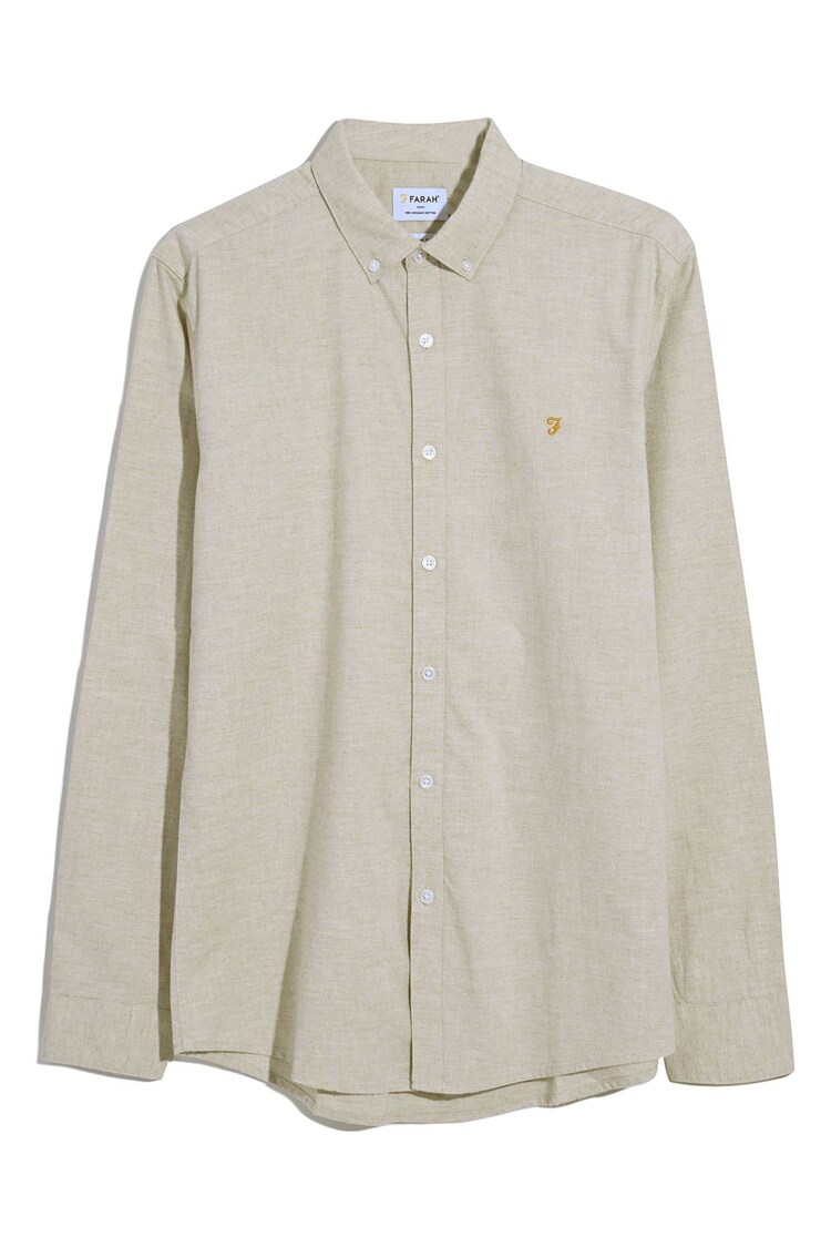 Farah Steen Long Sleeve 100% Cotton Shirt in Hazelnut Marl - Image 1 of 1