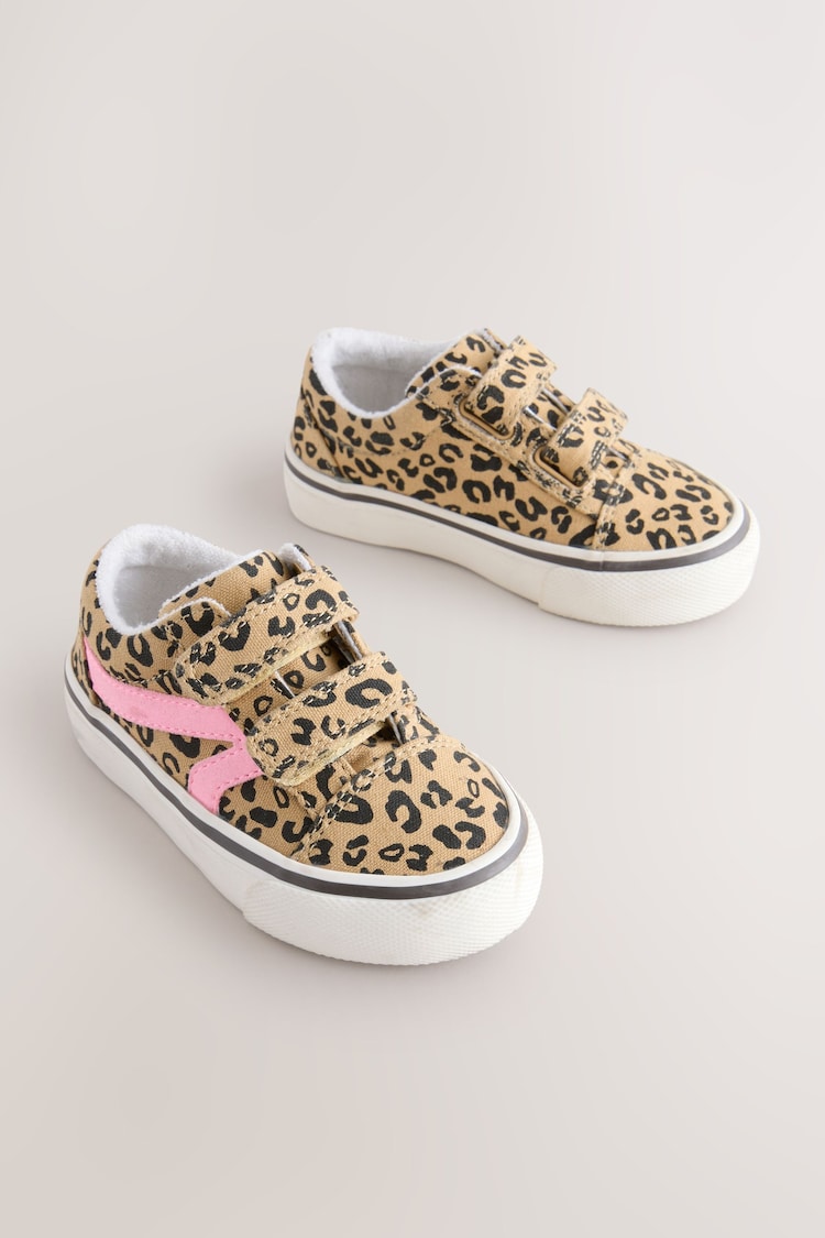Brown Standard Fit (F) Touch Fasten Strap Printed Trainers - Image 1 of 1