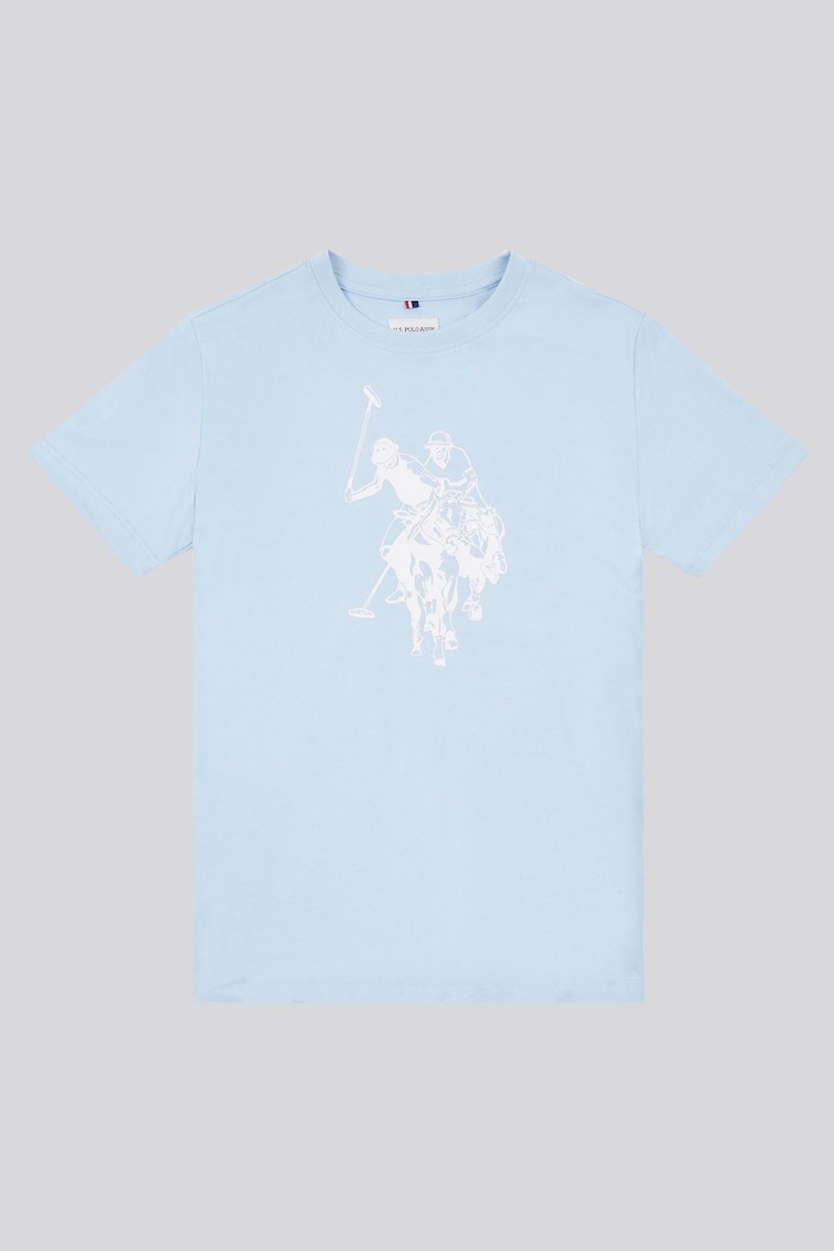 U.S. Polo Assn Blue Boys Double Horsemen Graphic Print 100% Cotton T-Shirt - Image 1 of 1