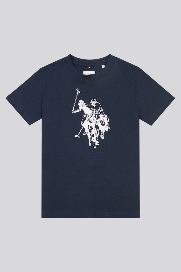 U.S. Polo Assn Light Blue Boys Double Horsemen Graphic Print 100% Cotton T-Shirt - Image 1 of 1