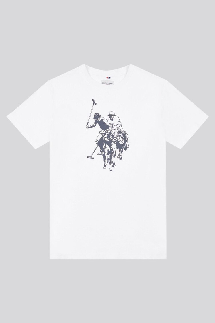U.S. Polo Assn White Boys Double Horsemen Graphic Print 100% Cotton T-Shirt - Image 1 of 1