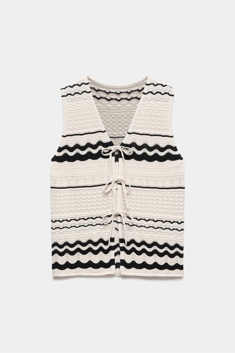 Mint Velvet White Striped Knit 100% Cotton Vest - Image 1 of 1