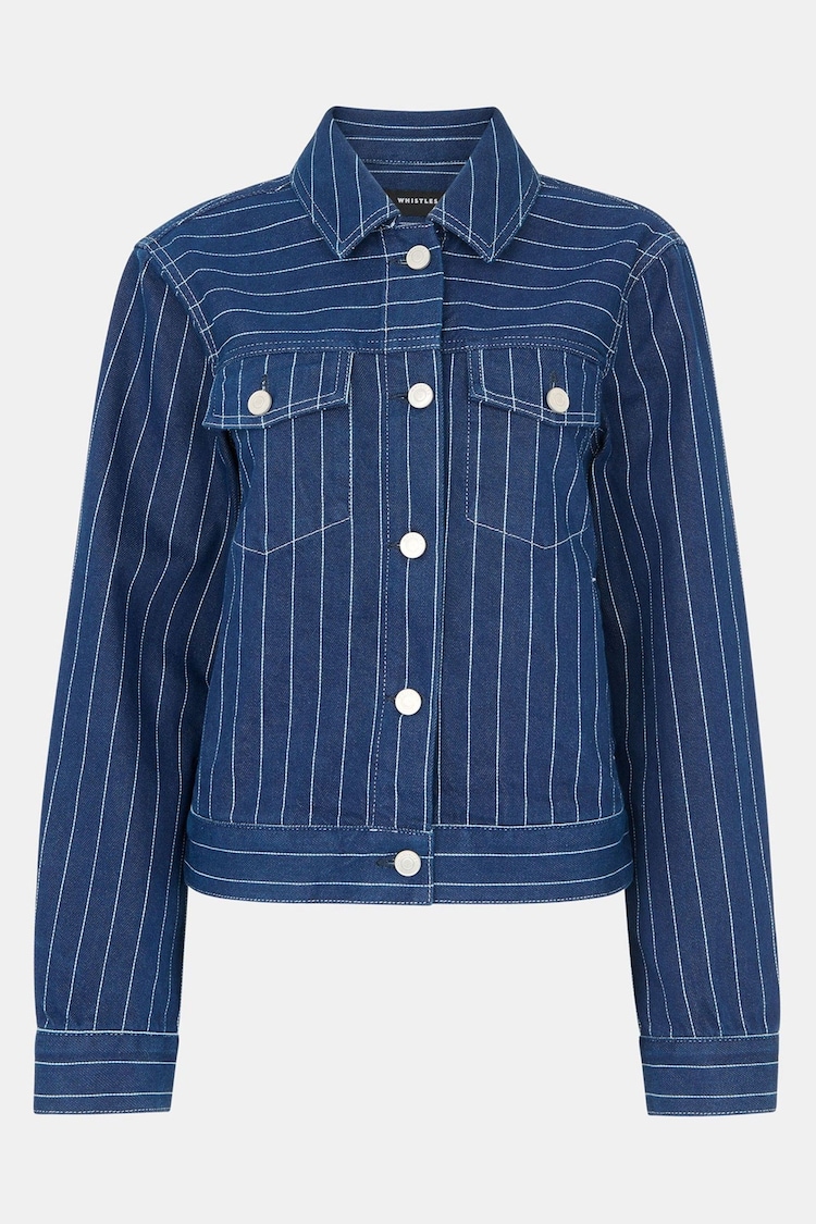 Whistles 100% Cotton Pinstripe Denim Jacket - Imagen 1 de 1