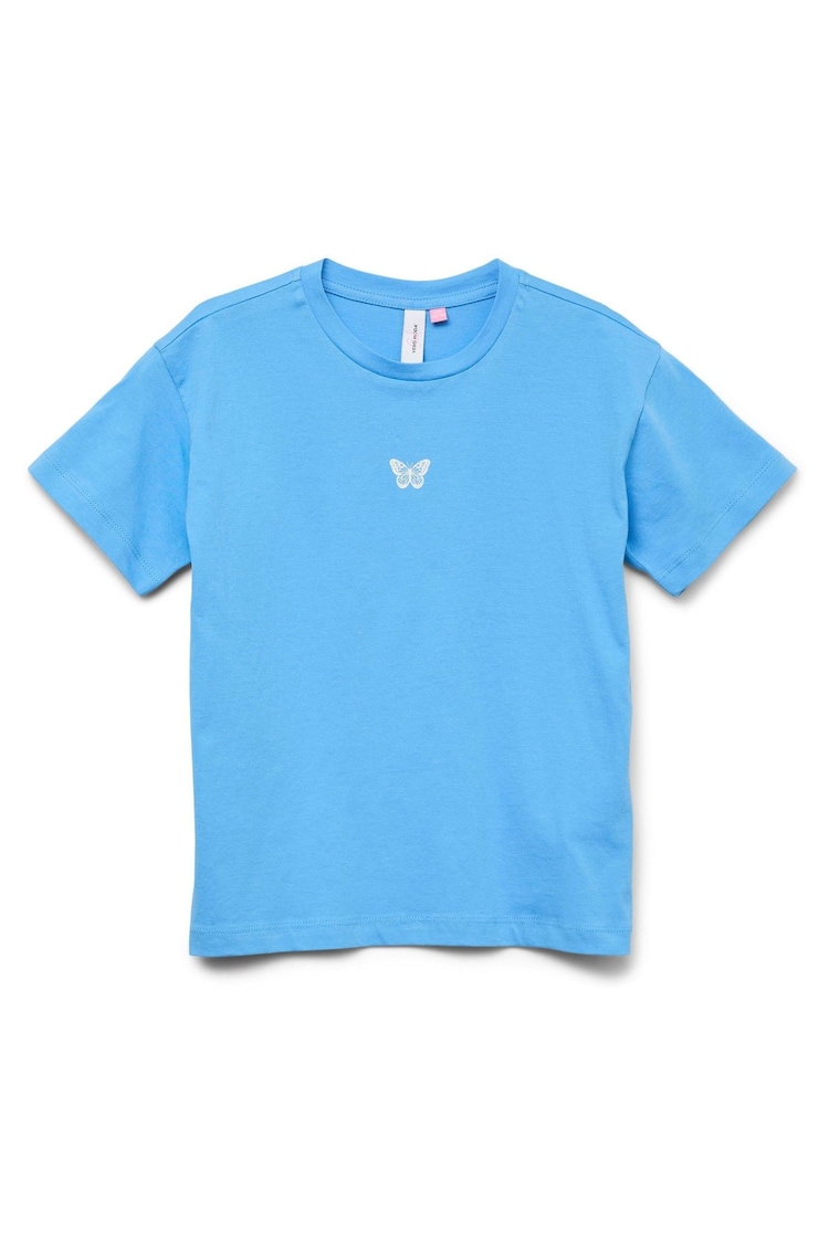 VERO MODA Blue Girls Short Sleeve Back Print Jersey Tshirt - Image 1 of 1