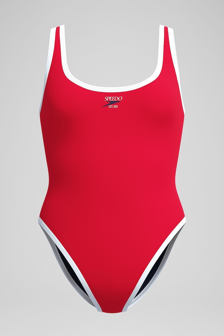 Speedo Red Womens Solid Scoop Bound Swimsuit - Image 1 of 1