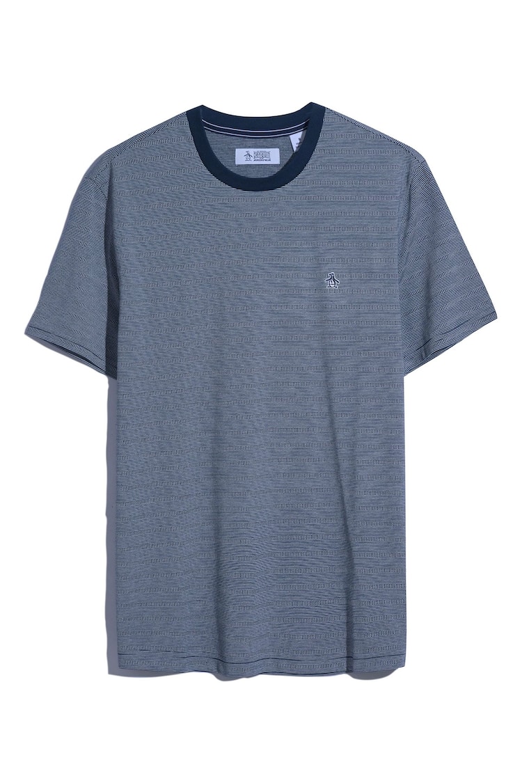 Original Penguin Blue Jacquard Stripe 100% Cotton T-Shirt - Image 1 of 1
