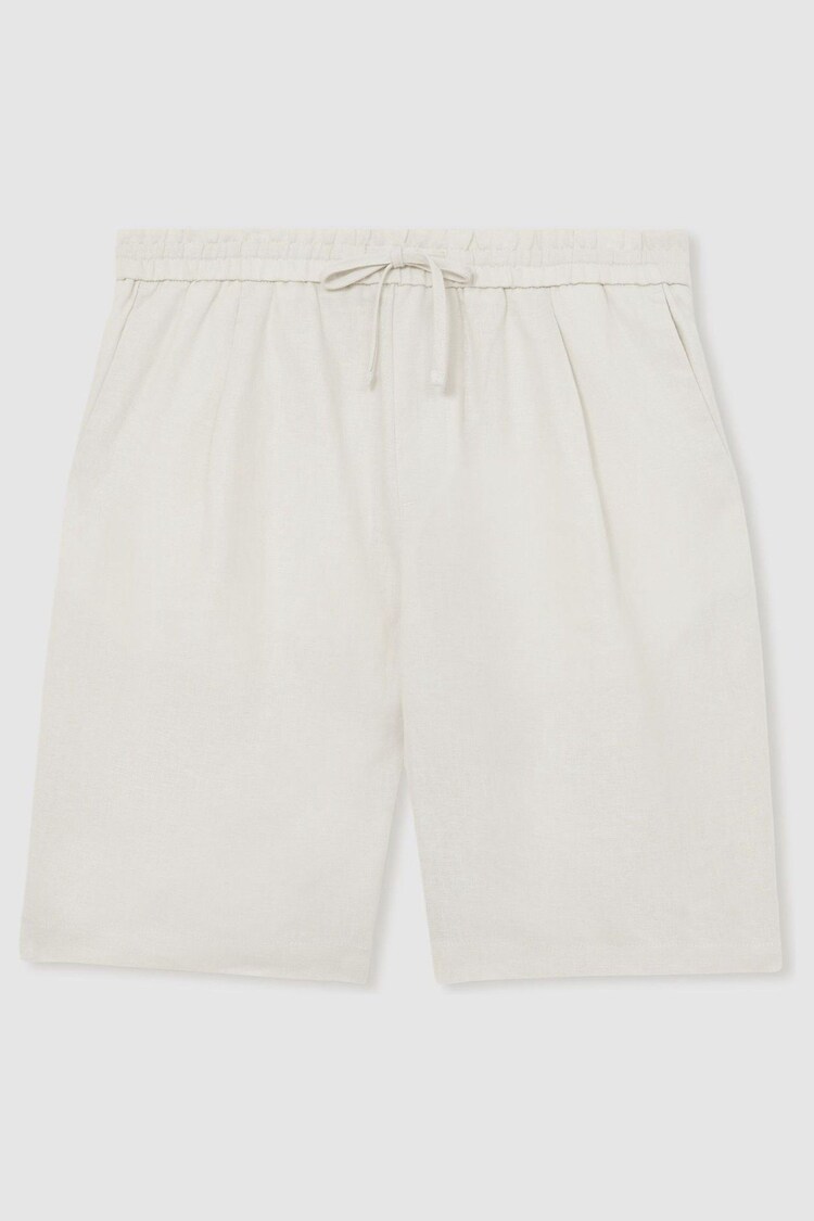 Reiss Stone Barges Linen Drawstring Shorts - Image 1 of 1