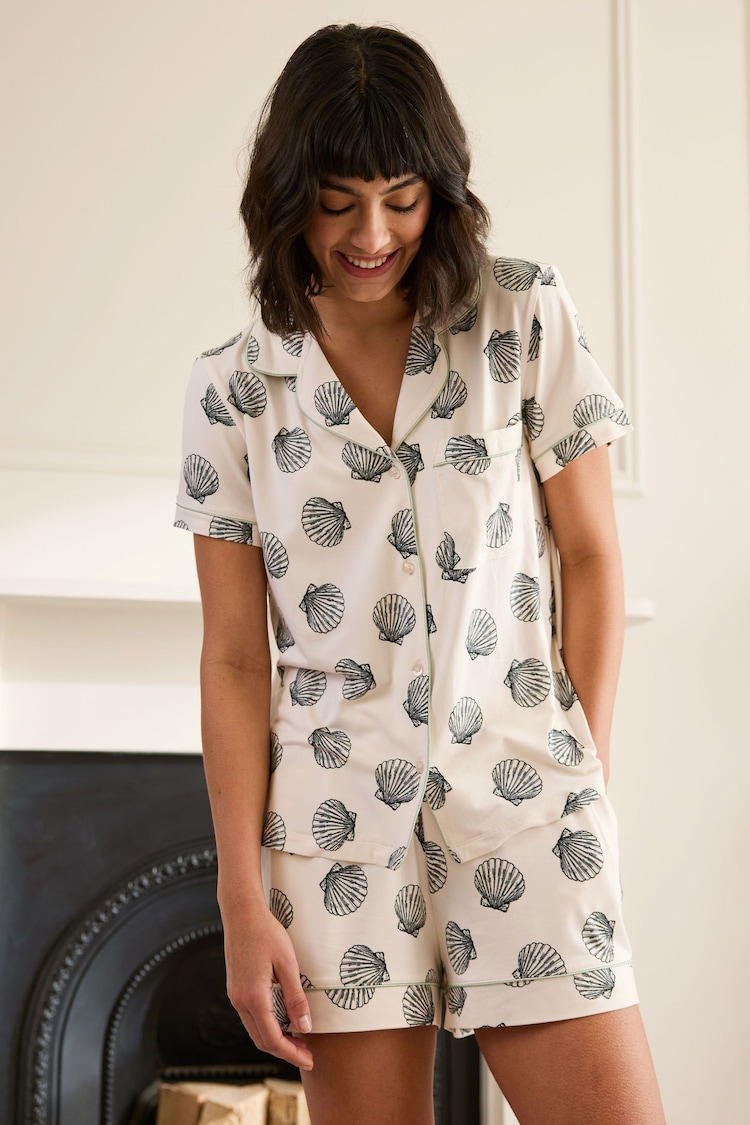 Chelsea Peers White Scallop Shell Print Short Pyjamas Set - Image 1 of 1