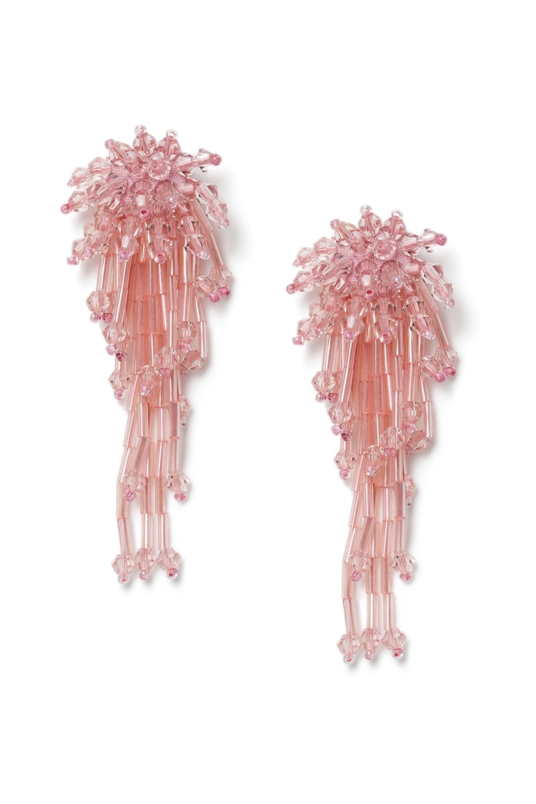Aela Pink Beaded Cluster Drop Earrings - Image 1 of 1