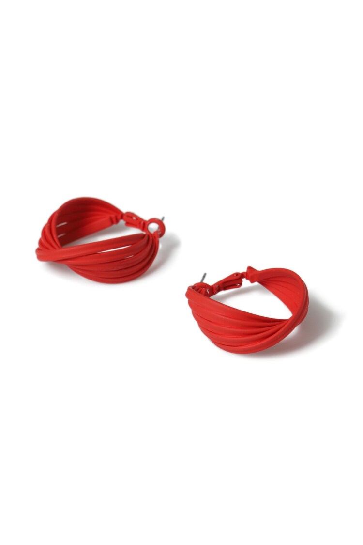 Aela Red Twisted Powdercoat Hoop Earrings - Image 1 of 1
