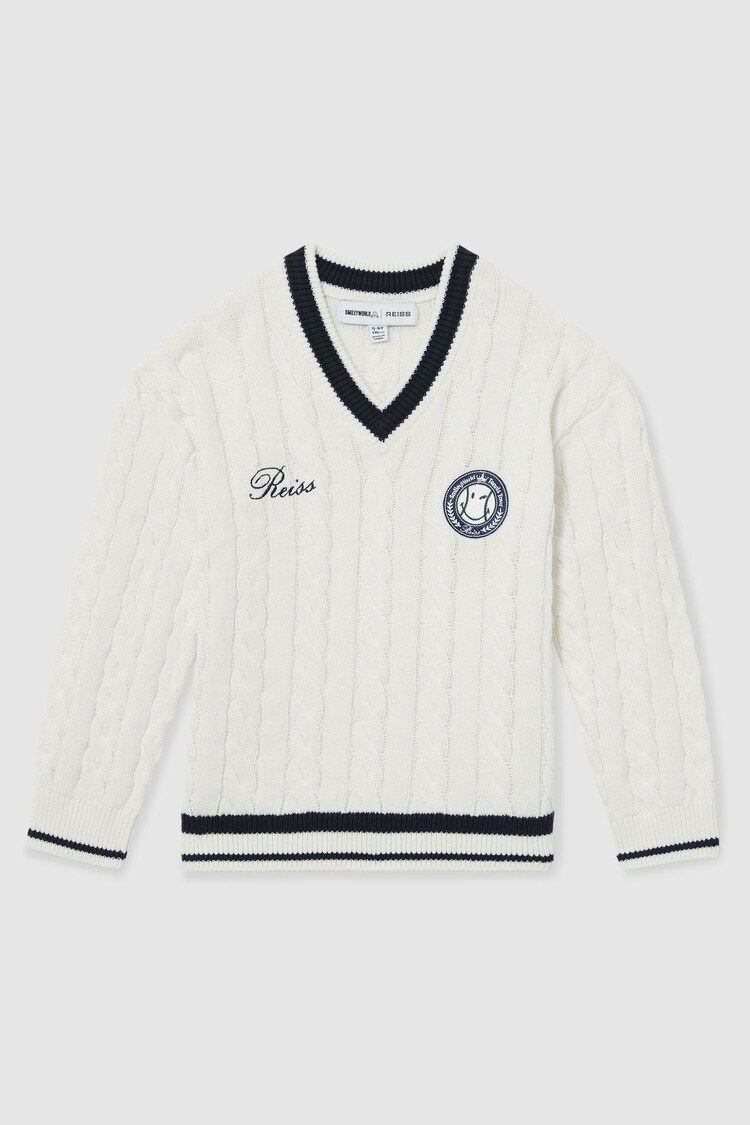 Reiss Off White 13-14 yrs SmileyWorld | Reiss Cable-Knit Jumper Unisex Fit - Image 1 of 1