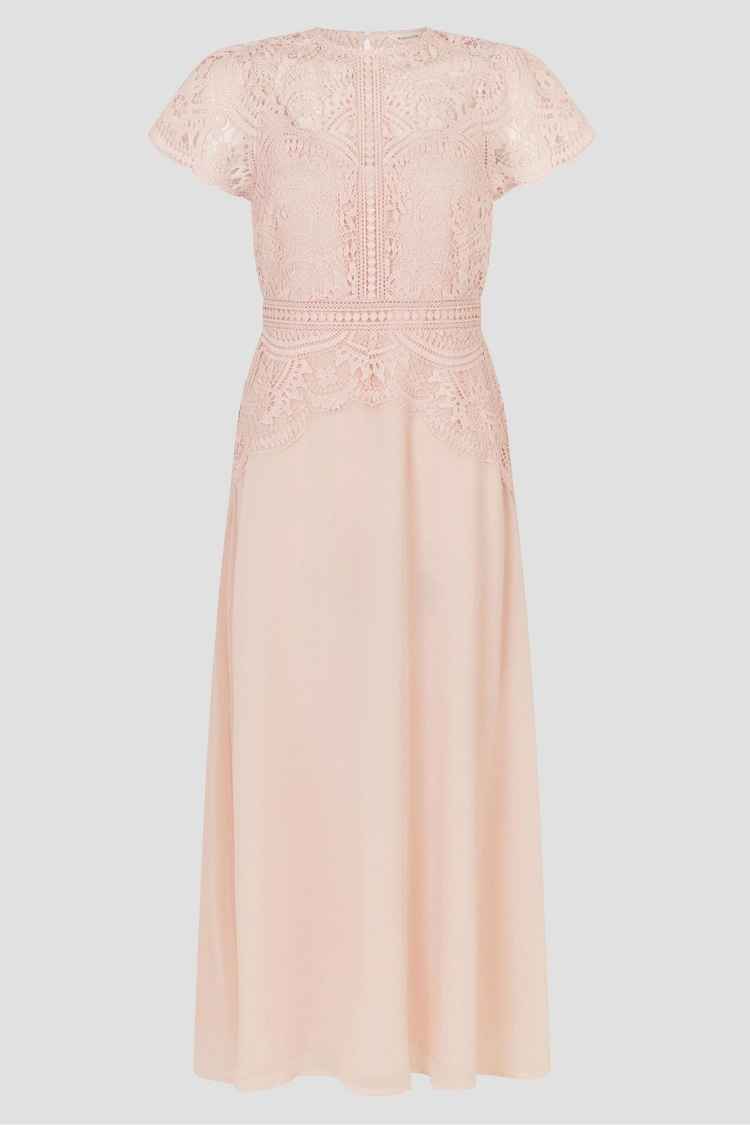 Monsoon Light Pink Monica Lace Midi Dress - Image 1 of 1
