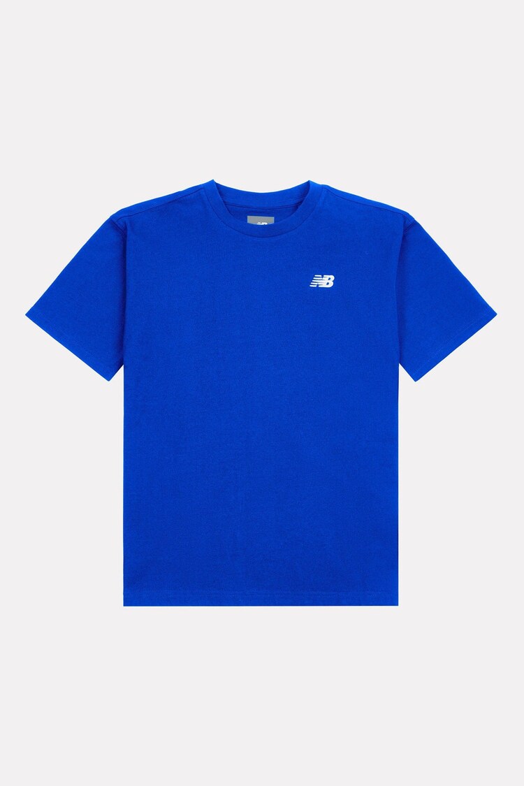 Svetlo modra - New Balance Kids majica iz džersija z majhnim logotipom 100% bombaž - Slika 1 iz 1