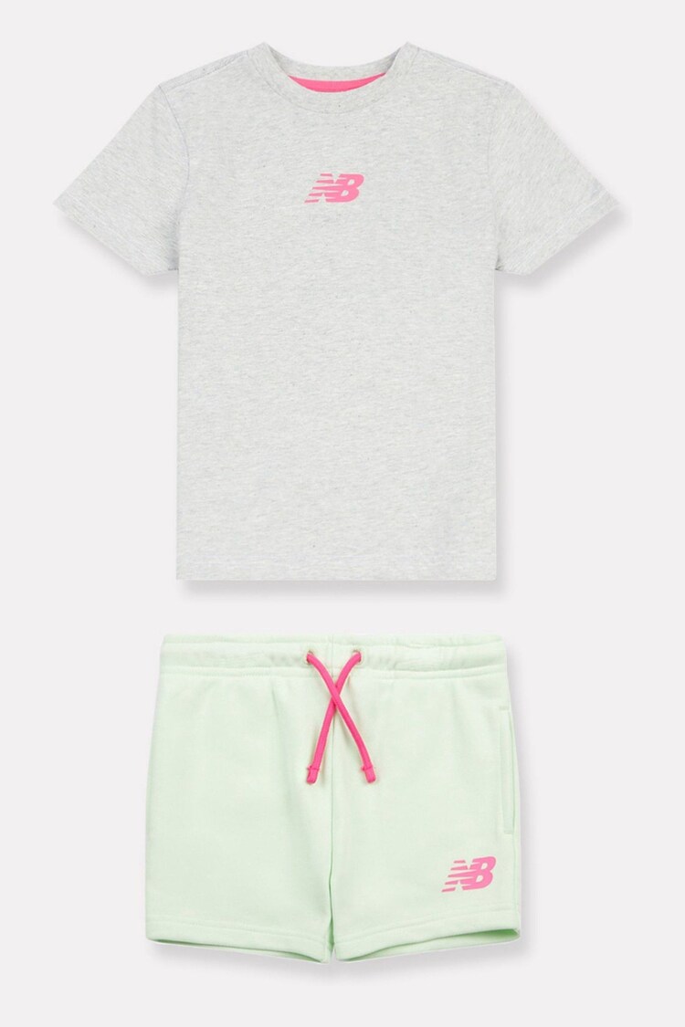 New Balance Light Grey Kids Jersey Ringer T-Shirt & Shorts Set - Image 1 of 1