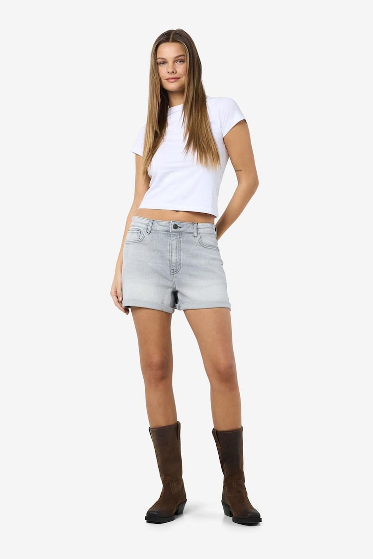NOISY MAY Grey High Waist Denim Shorts - Image 1 of 1