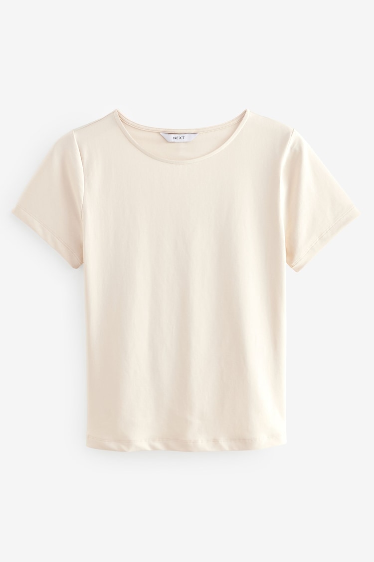 Ecru/blanc - Coupe ajustée Manches courtes T-shirt en polyamide Soft Touch - Image 1 de 1