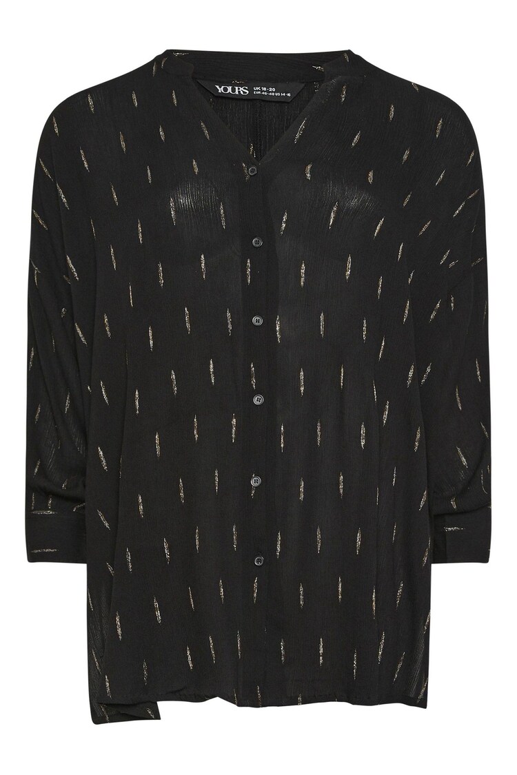 Yours Curve Black Stand Collar Beach Shirt - Image 1 of 1