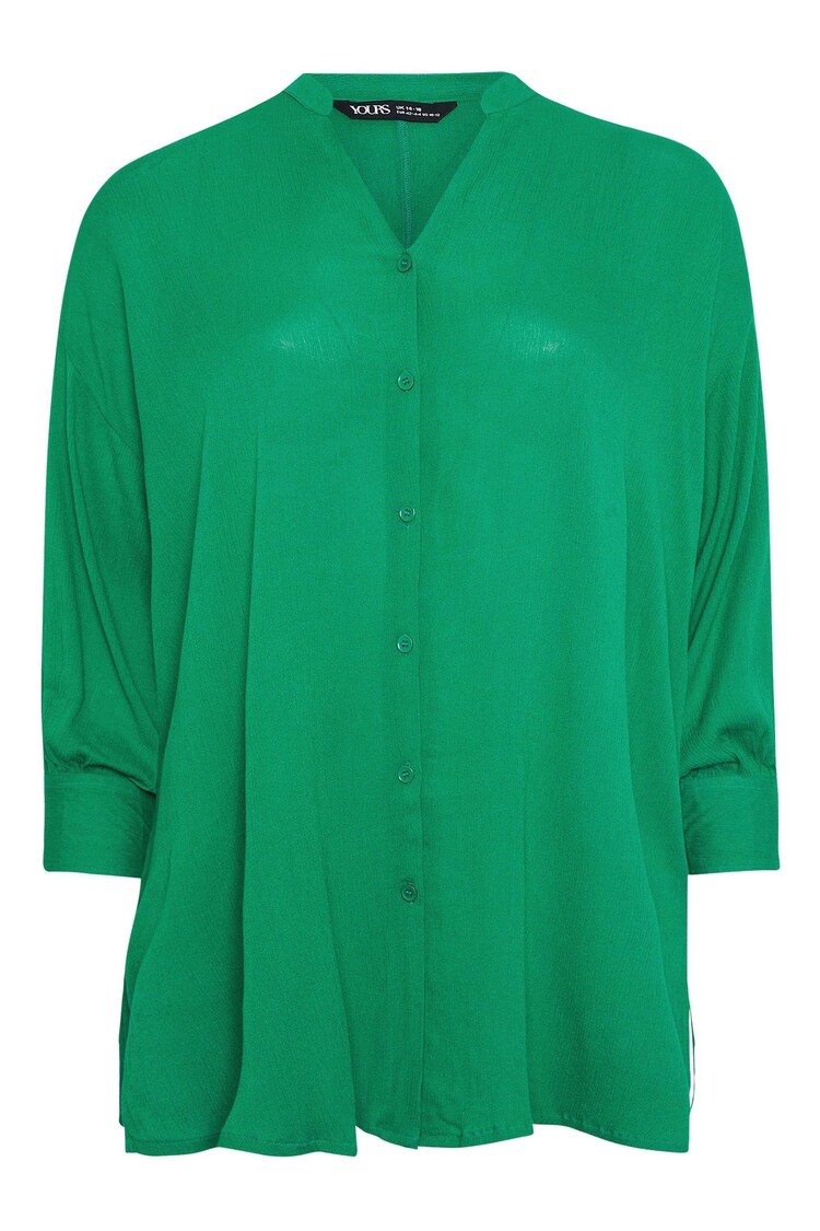 Yours Curve Green Stand Collar Beach Shirt - Image 1 of 1