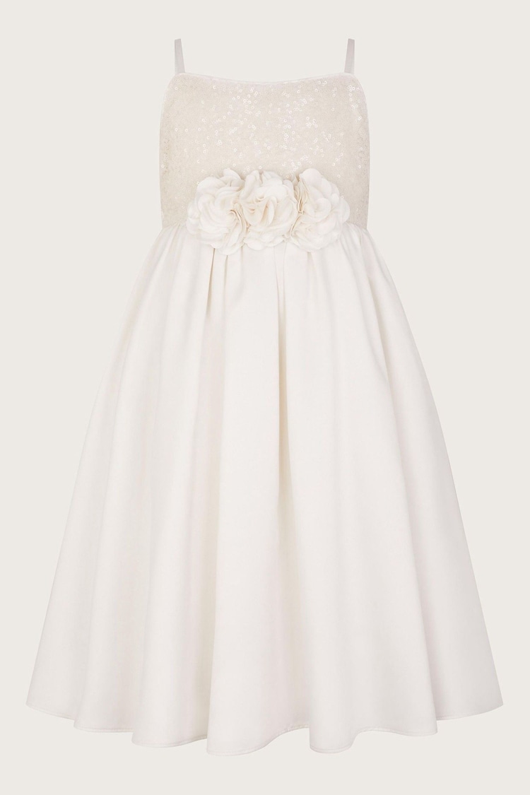 Monsoon White Orelia Strappy Sequin Satin Dress - Image 1 of 1
