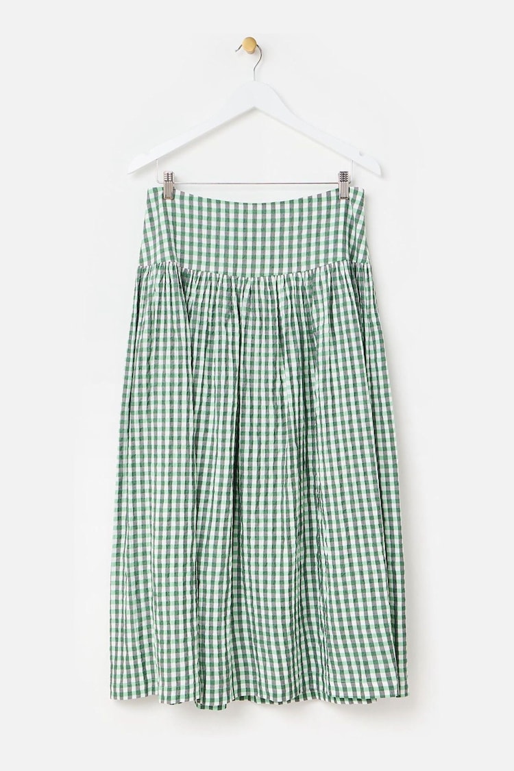 Oliver Bonas Green Gingham Basque Waist Midi Skirt - Image 1 of 1