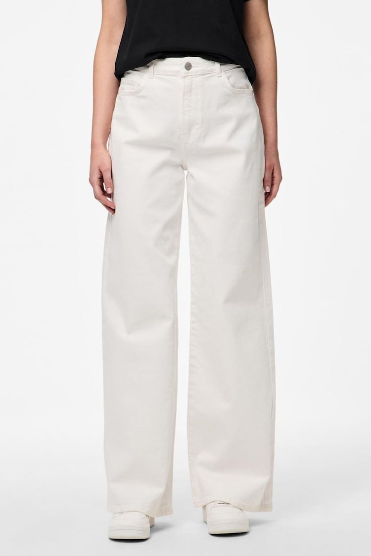 PIECES White High Waist Wide Leg Jeans - Image 1 of 1