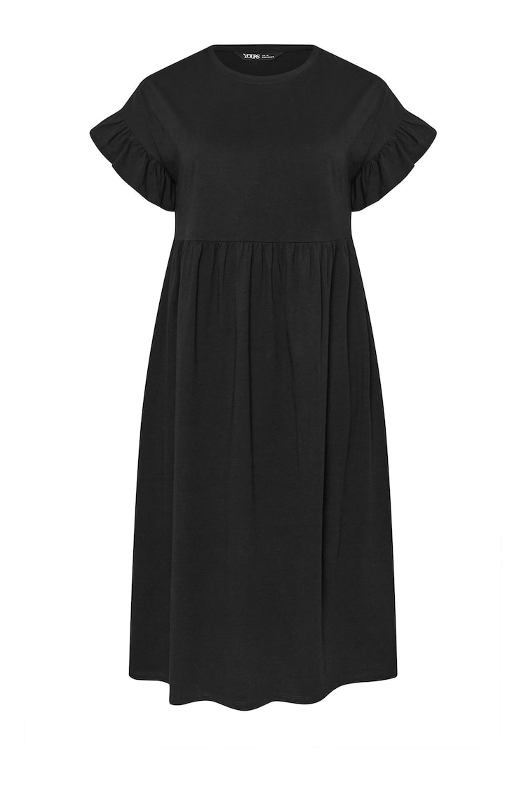 Yours Curve Black 100% Cotton Frill Midaxi Dress - Image 1 of 1