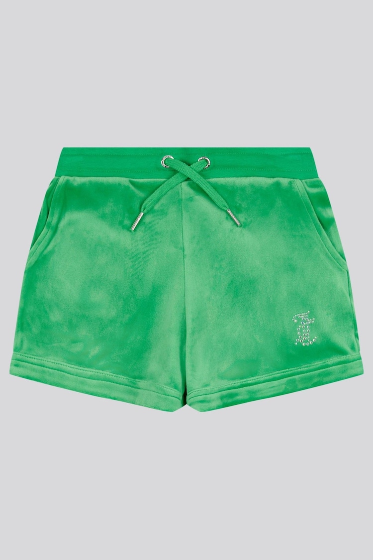 Juicy Couture Green Girls Velour Fold Up Shorts - Image 1 of 1