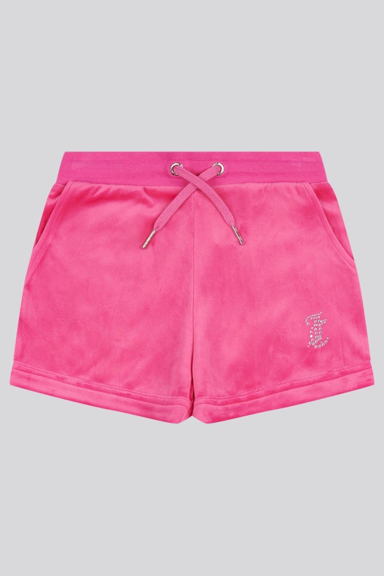 Juicy Couture Pink Girls Velour Fold Up Shorts - Image 1 of 1