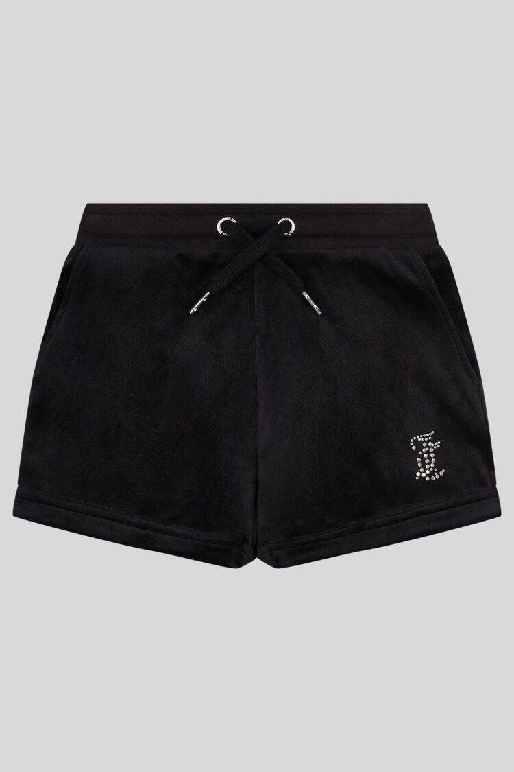 Juicy Couture Black Girls Velour Fold Up Shorts - Image 1 of 1