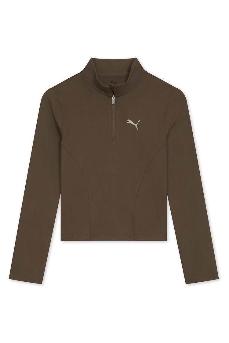 Puma Brown Womens TRAIN Regular Length Half-Zip Top. - Image 1 of 1