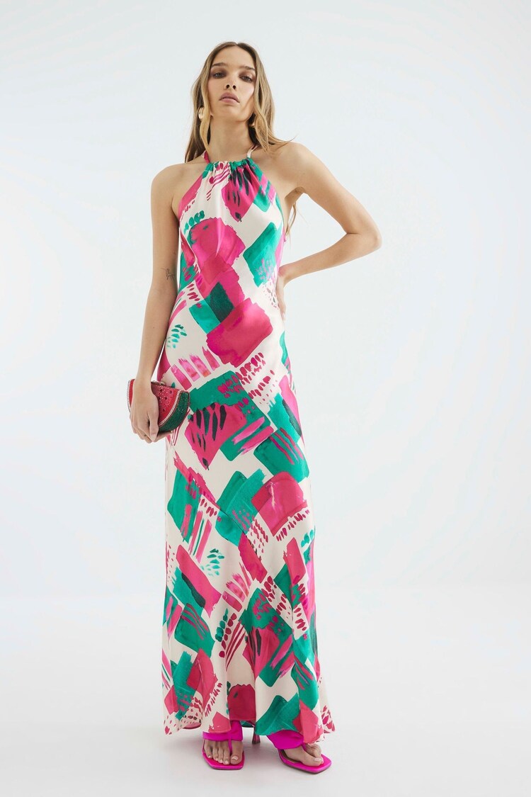 River Island Pink Halter Neck Midi Dress - Image 1 of 1