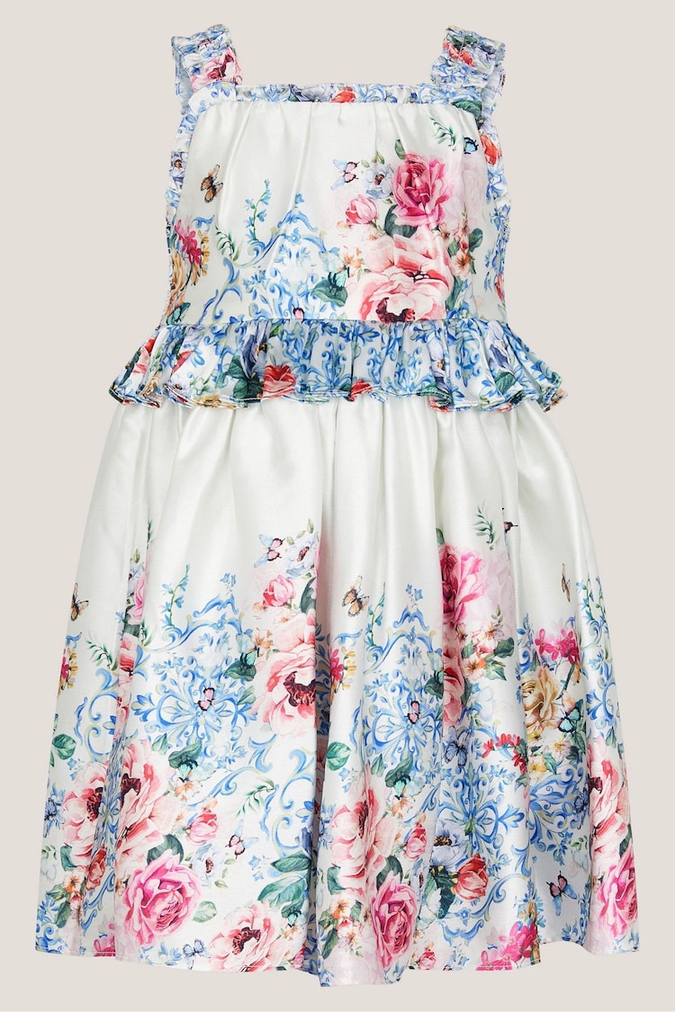 Monsoon Natural Baby Rose Floral Satin Dress - Image 1 of 1