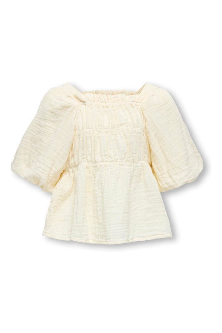ONLY KIDS Pink Gingham Short Sleeve Puff Sleeve Blouse - Image 1 of 1