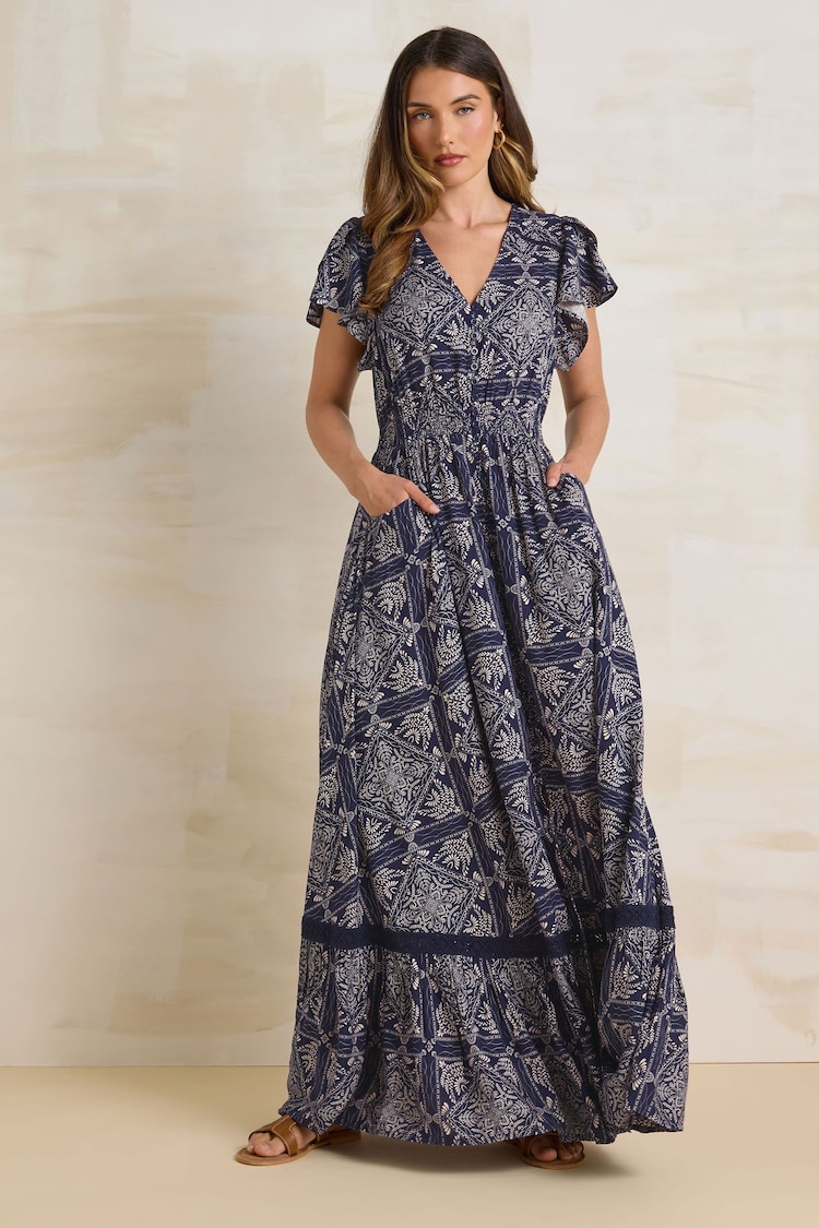 Long Tall Sally Blue Button Maxi Dress - Image 1 of 1