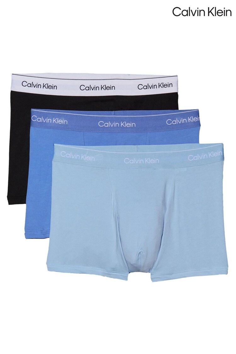 Calvin Klein Black/Mid Blue/Light Blue Calvin Klein 3 Pack Boxers Trunks - Icon Cotton Stretch - Image 1 of 1