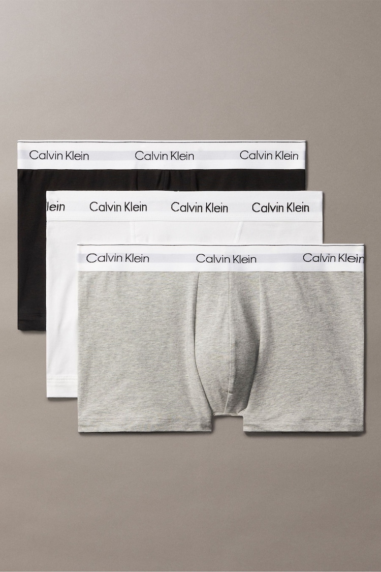 Calvin Klein Black/White/Grey Calvin Klein 3 Pack Boxers Trunks - Icon Cotton Stretch - Image 1 of 1