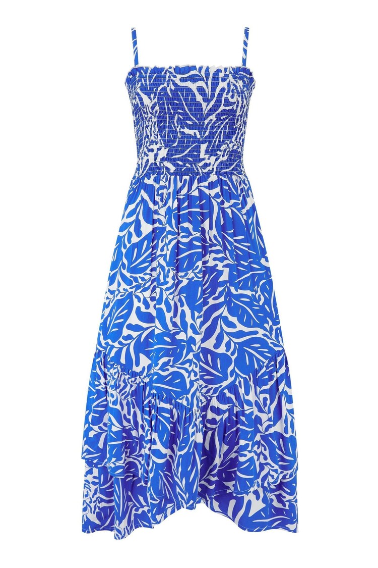 Pour Moi Blue Strapless Asymmetric Tiered Woven Maxi Dress - Image 1 of 1