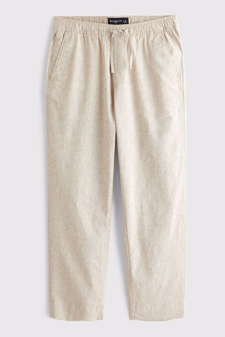 Abercrombie & Fitch Cream Loose Linen Trousers - Image 1 of 1