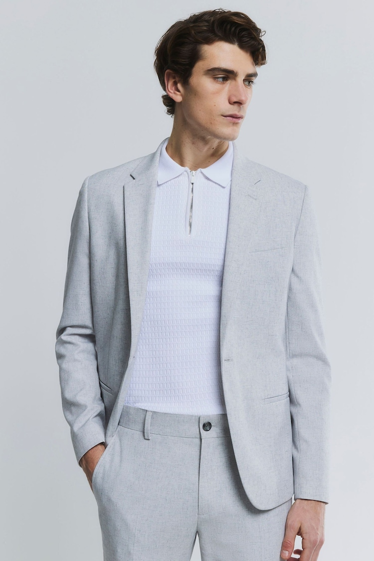River Island Grey Skinny Textured Suit Jacket - Image 1 of 1