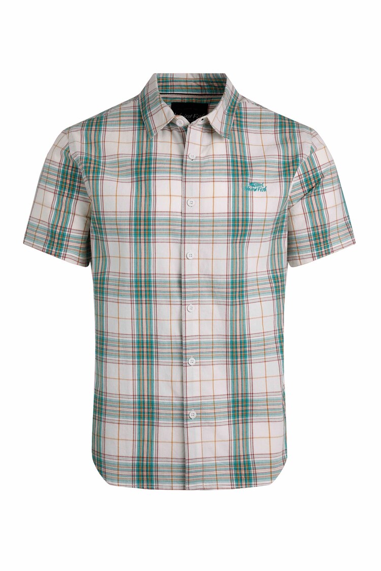 Weird Fish Green Judd Short Sleeve 100% Cotton Check Shirt - Image 1 of 1