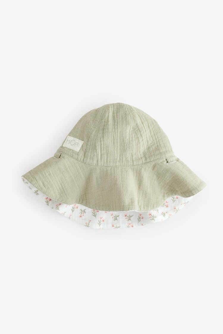 MORI Green Floral 100% Cotton Muslin Sun Hat - Image 1 of 1
