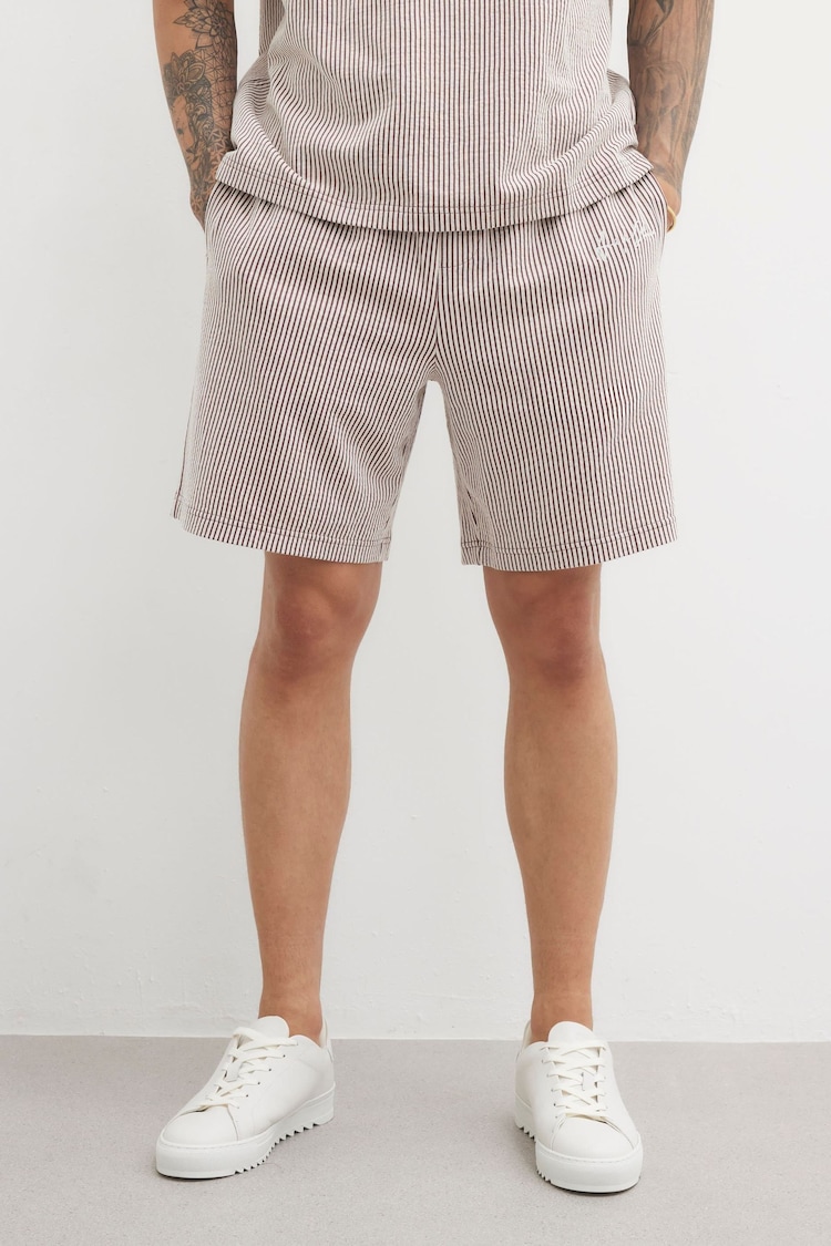 River Island Pink Stripe Seersucker Shorts - Image 1 of 1