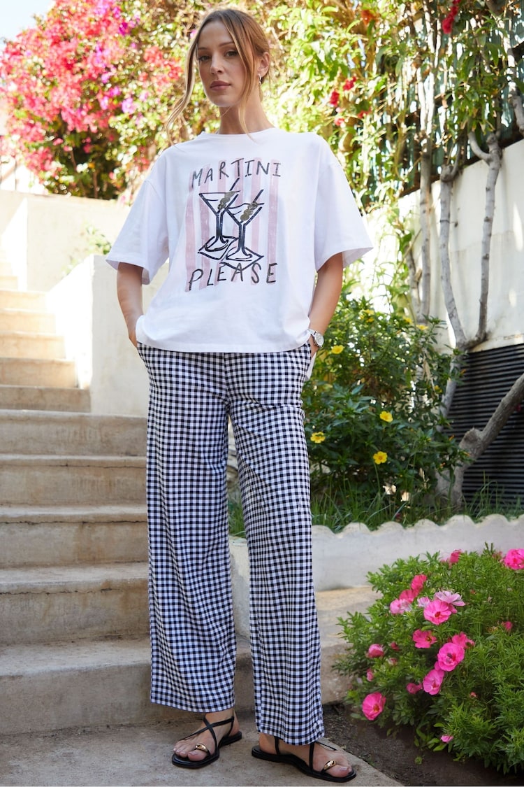 Threadbare Black Jersey Wide Leg Trousers - Image 1 of 1